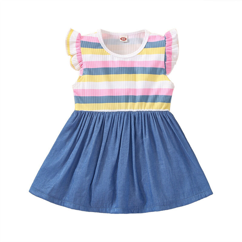 3-24M Colorful Sleeveless Striped Princess Skirt Girl Clothings Dress ...